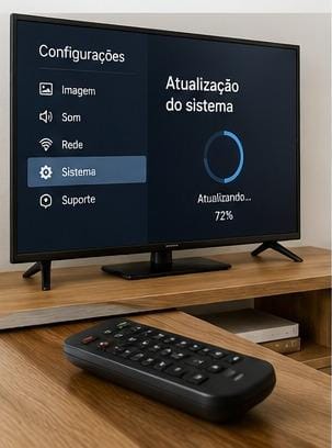 Smart TV apresentando lentidão e opções para melhorar o desempenho.