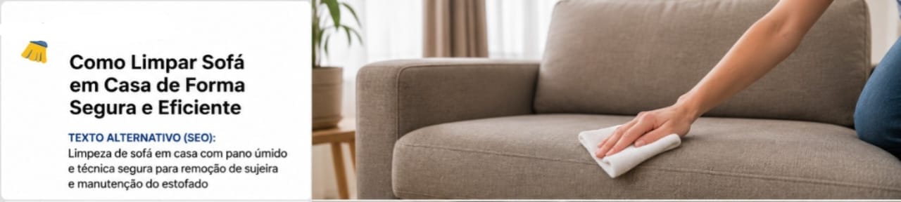 Limpeza de sofá em casa com pano úmido e técnica segura para remoção de sujeira e manutenção do estofado
