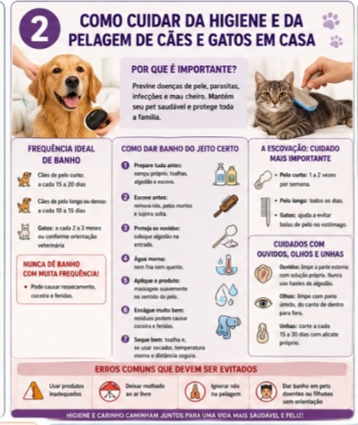 Como cuidar da higiene e da pelagem de cães e gatos em casa