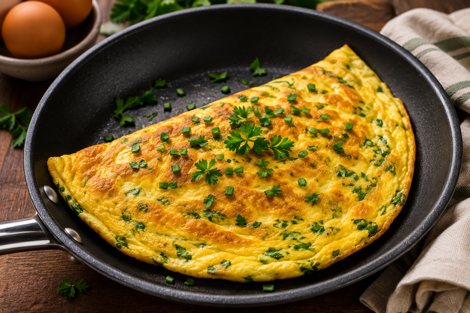 Omelete de frigideira que não quebra, não gruda e cozinha por igual