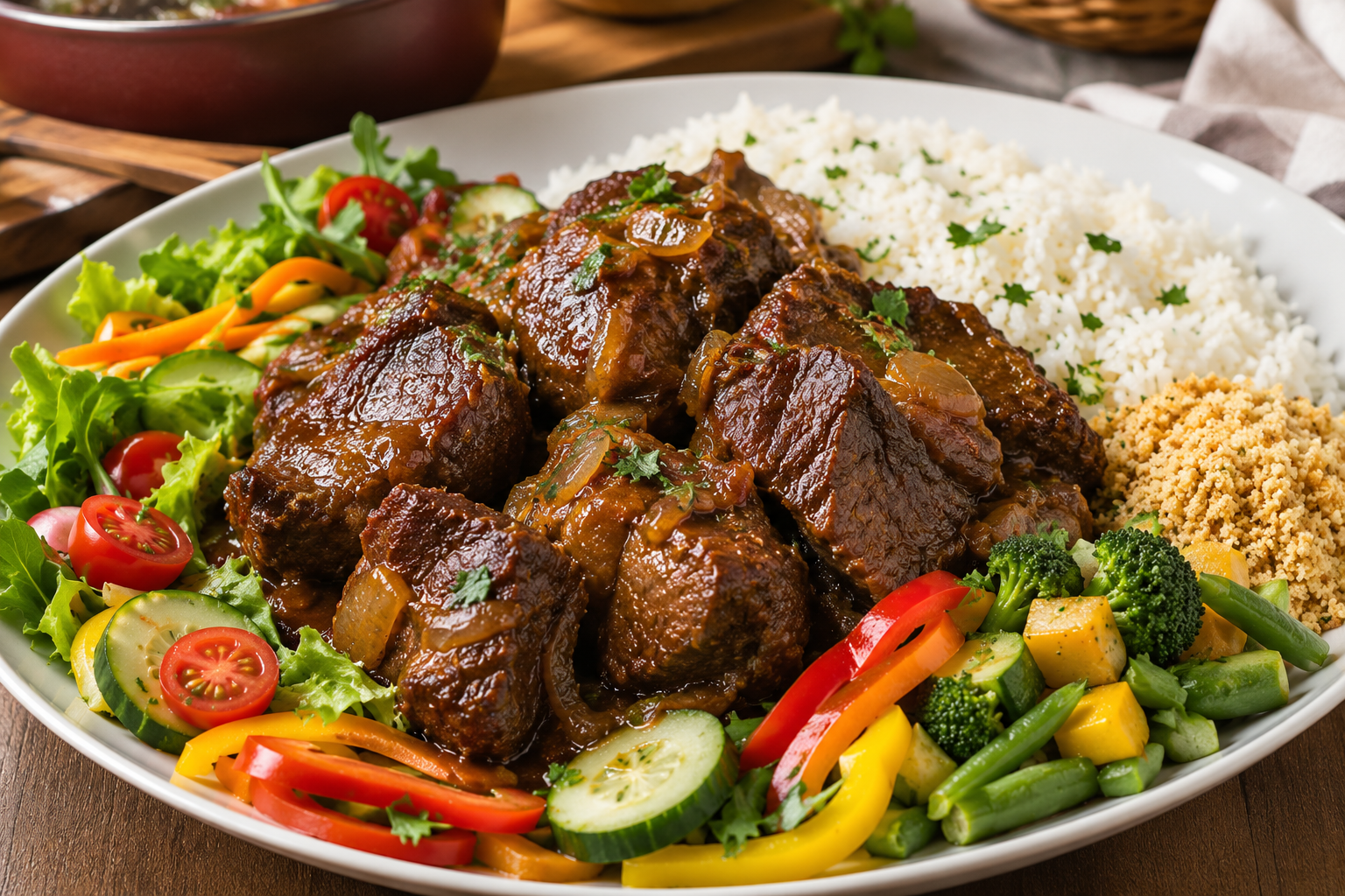 Carne de panela um almoço caseiro em um prato bonito